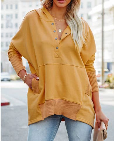 ElevateWell - Wholesale Hoodie - Women's - V-Neck Hooded Multi-Color Batwing Sleeve Sweatshirt6