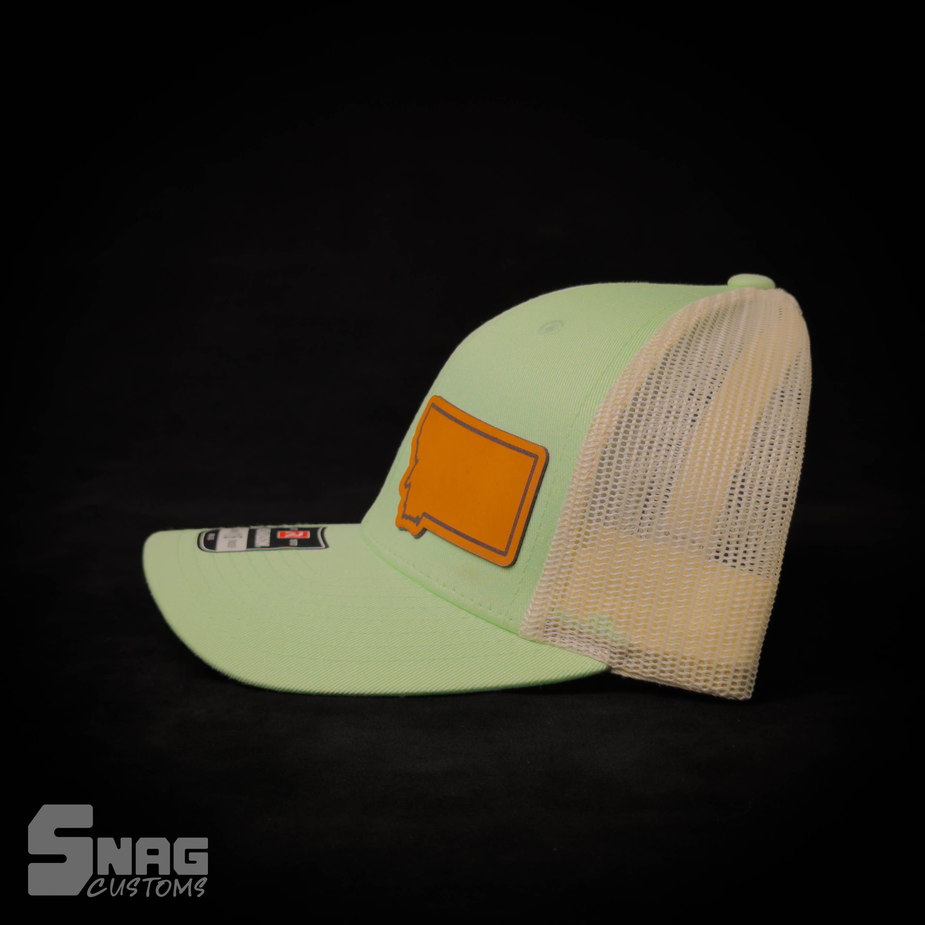 Snag Customs - Wholesale Trucker Hat - Unisex - Montana State Outline Leather Patch Hat16