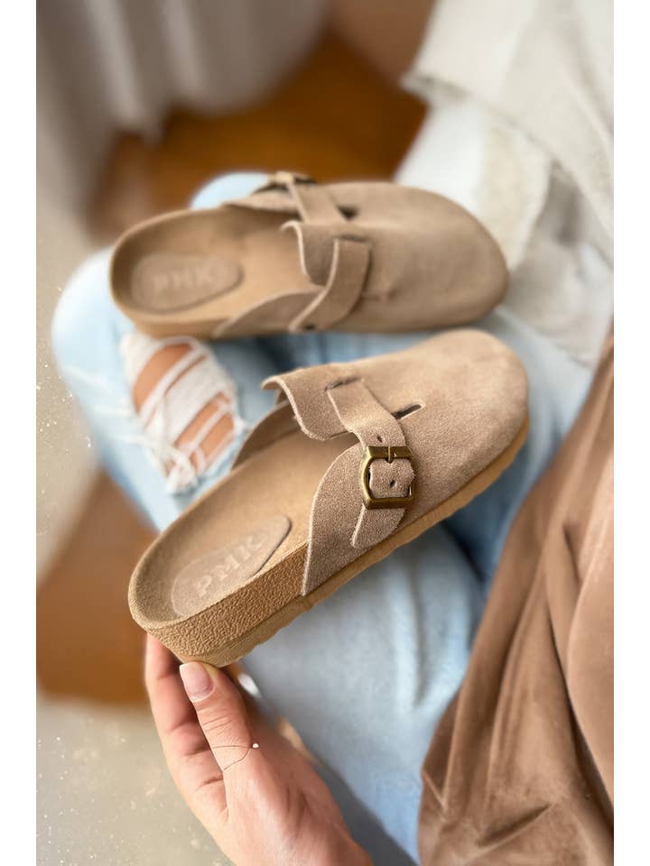 PMK SHOES - Wholesale Clogs - Women's - Teli - Mink - Suede Leather Clog Handmade in Argetina3