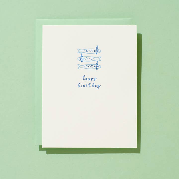Shorthand Press - Wholesale Birthday Card - Sardine Birthday - Letterpress Greeting Card1