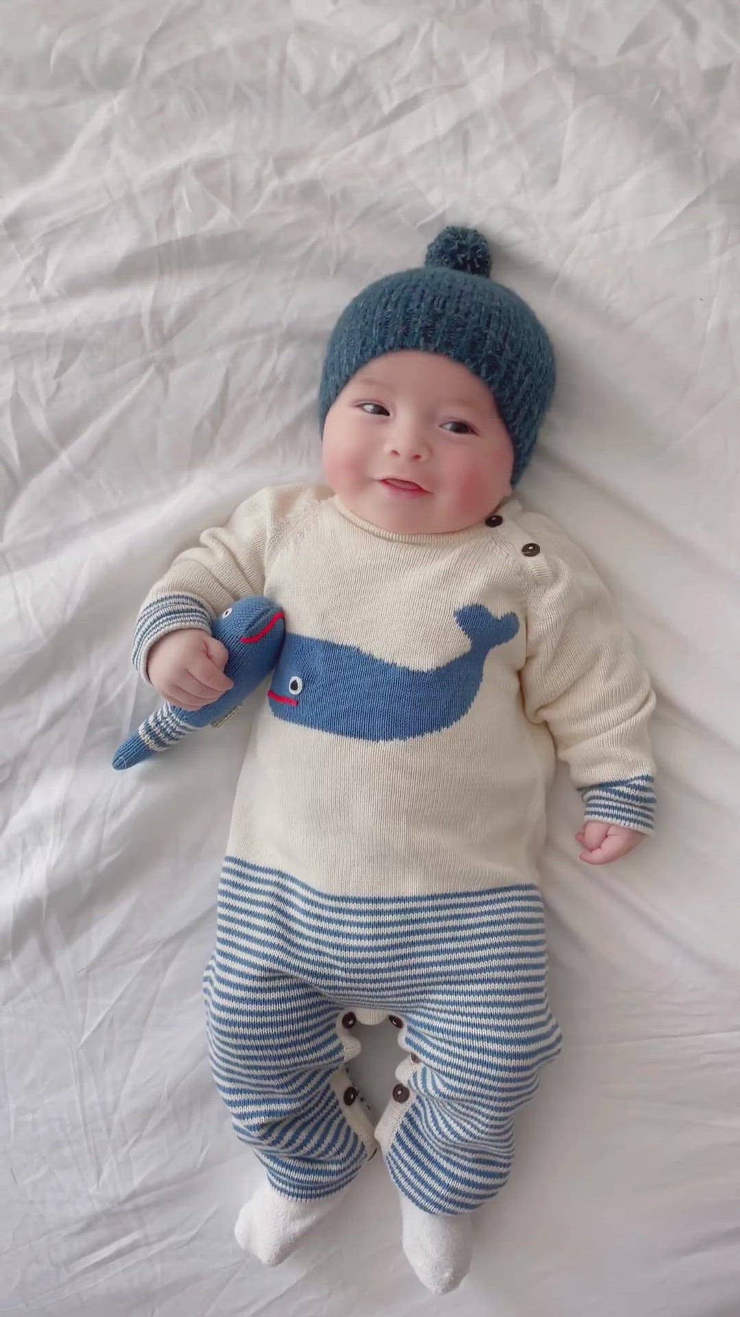 Estella - Wholesale Jumpsuit - Baby - Knit Baby Romper,  Organic Newborn Clothing - Whale4
