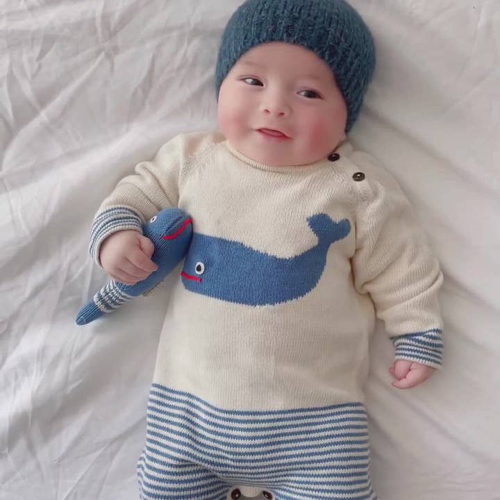 Estella - Wholesale Jumpsuit - Baby - Knit Baby Romper, Organic Newborn Clothing - Whale4