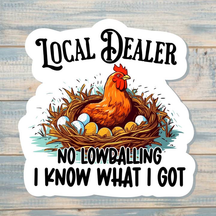 Handmade by Marlayna - Wholesale Sticker - Local Egg Dealer | Sticker or Magnet | Funny Animal Pun0