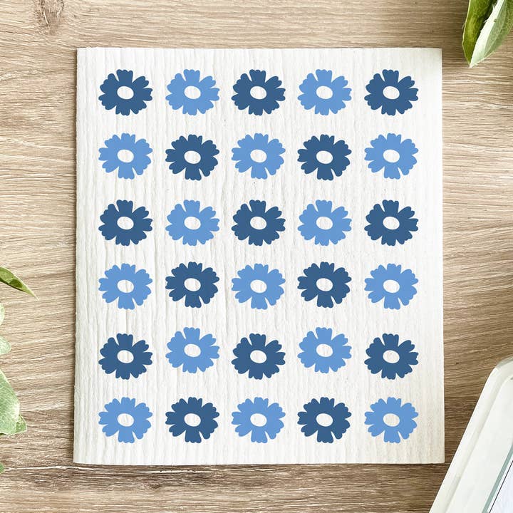 Blue Flowers Pattern - Swedish Dishcloth for wholesale by Lissi Designs