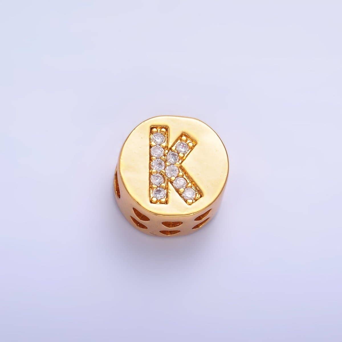 Aim Eternal - Wholesale Beads - 24K Gold Filled Alphabet Letter Micro Paved CZ Round Bead | A1526 - A153810