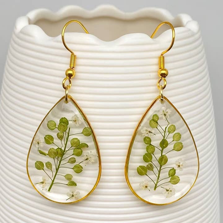 Lepidium Apetalum Dried Flowers Drop Dangle Earrings - PDF for wholesale by Mio Queena