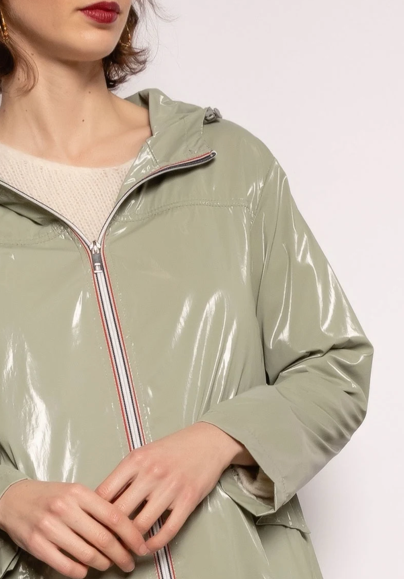 Escandelle Paris – Capa de chuva - Mulher por atacado – Parka encerada longa, Corta-vento impermeável leve3