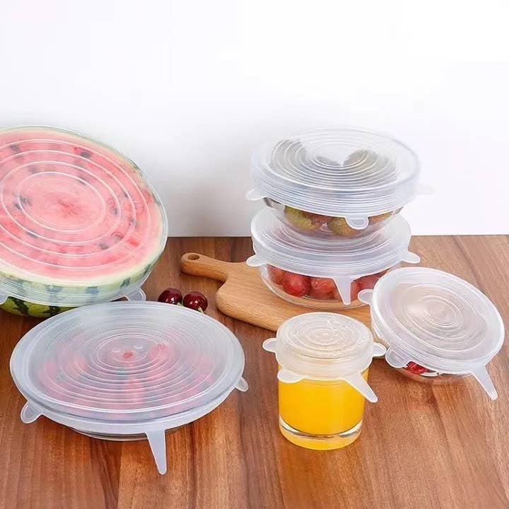 Smile Boutiques - Vendita all'ingrosso Contenitori per alimenti - Copri cibo e stoviglie in silicone elasticizzato ecologico — Set di 6