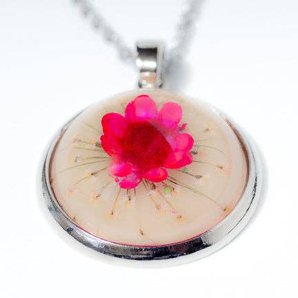 Orb Necklace Pink for wholesale by Hanami Real Flower Jewelry