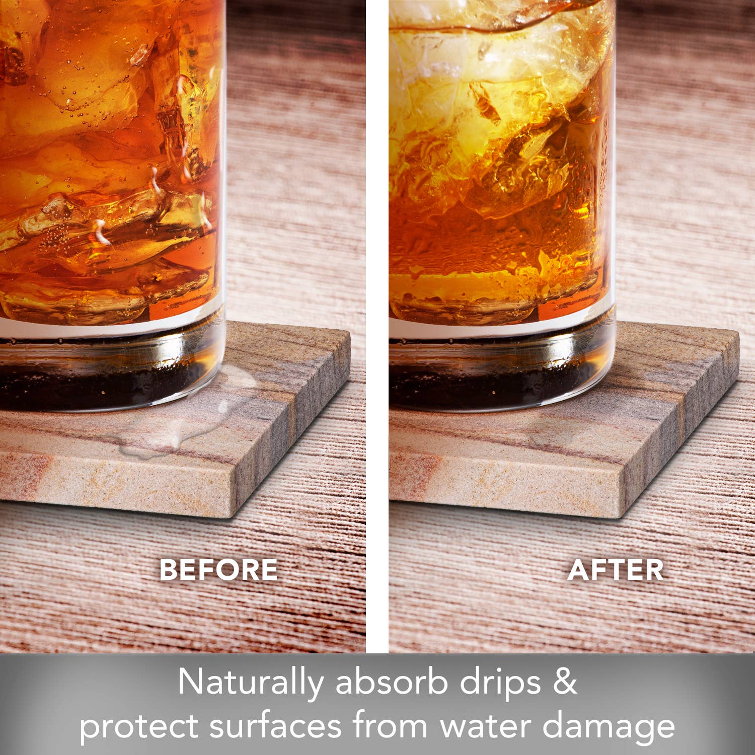 CounterArt/Highland Home/Thirstystone/CoasterStone - Wholesale Onderzetters - Thirstystone Rainbow Natural Sandstone Coaster, 4 stuks1