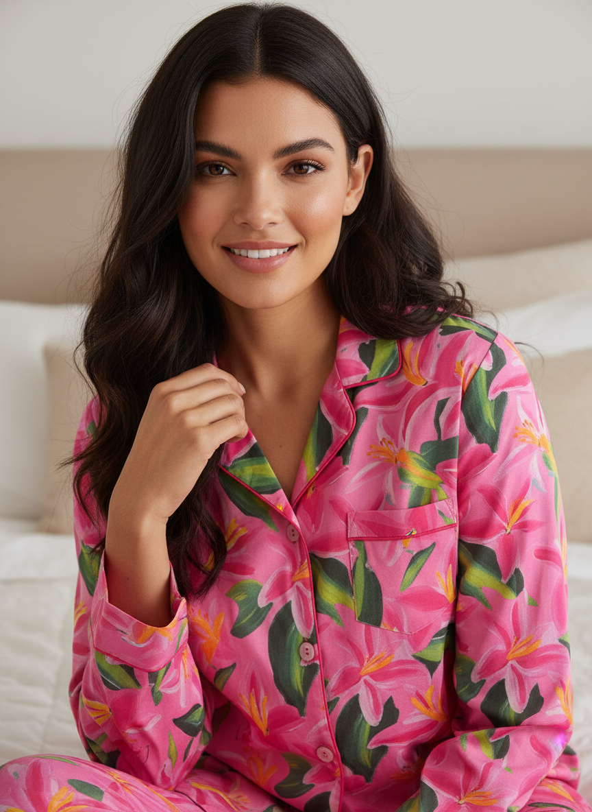 Noble Mount - Vendita all'ingrosso Completo pigiama - Donna - Set pigiama da donna in popeline di cotone 100%18