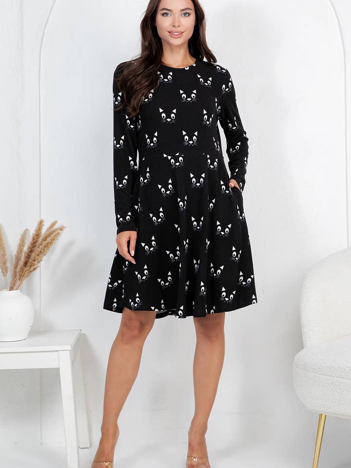 CAT WITH WHISKERS TUNIC DRESS for wholesale by LA Soul