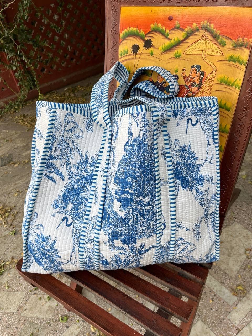 Bhawana Handicrafts - Vendita all'ingrosso Borsa tote - Donna - Borsa multifunzione in cotone stampata a blocchi floreali fatta a mano3