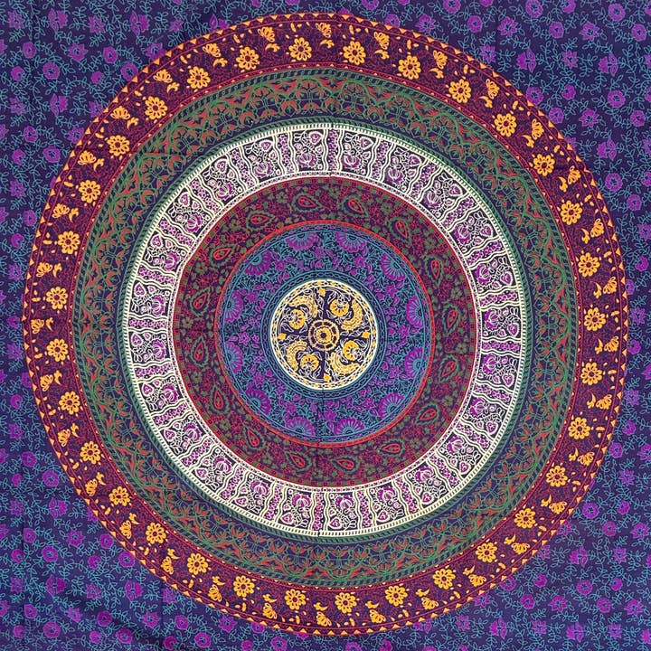 Lungta Imports - Wholesale Tapestry/Textile - Floral Mandala Tapestry Wall Decor Beach Throw 80X50 Inches15