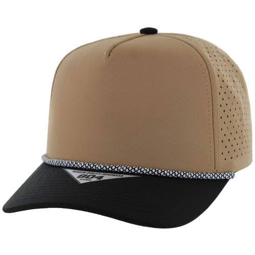 Zion Brand - Wholesale Baseball Cap - Unisex - BLANK 5 PANEL ROPE LASER CUT SNAPBACK BALL CAP8
