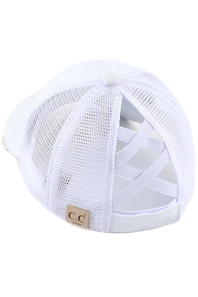 Hana - Venta al por mayor Gorras de béisbol - Niños - Gorra de poni cruzada con banda elástica de mezclilla lavada para niños de C.C13