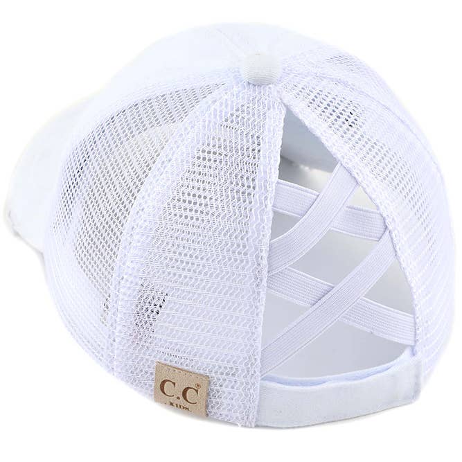 Hana – wholesale Baseball cap – Kids – C.C Kids Washed Denim Elastic Band Crossed Pony Cap13