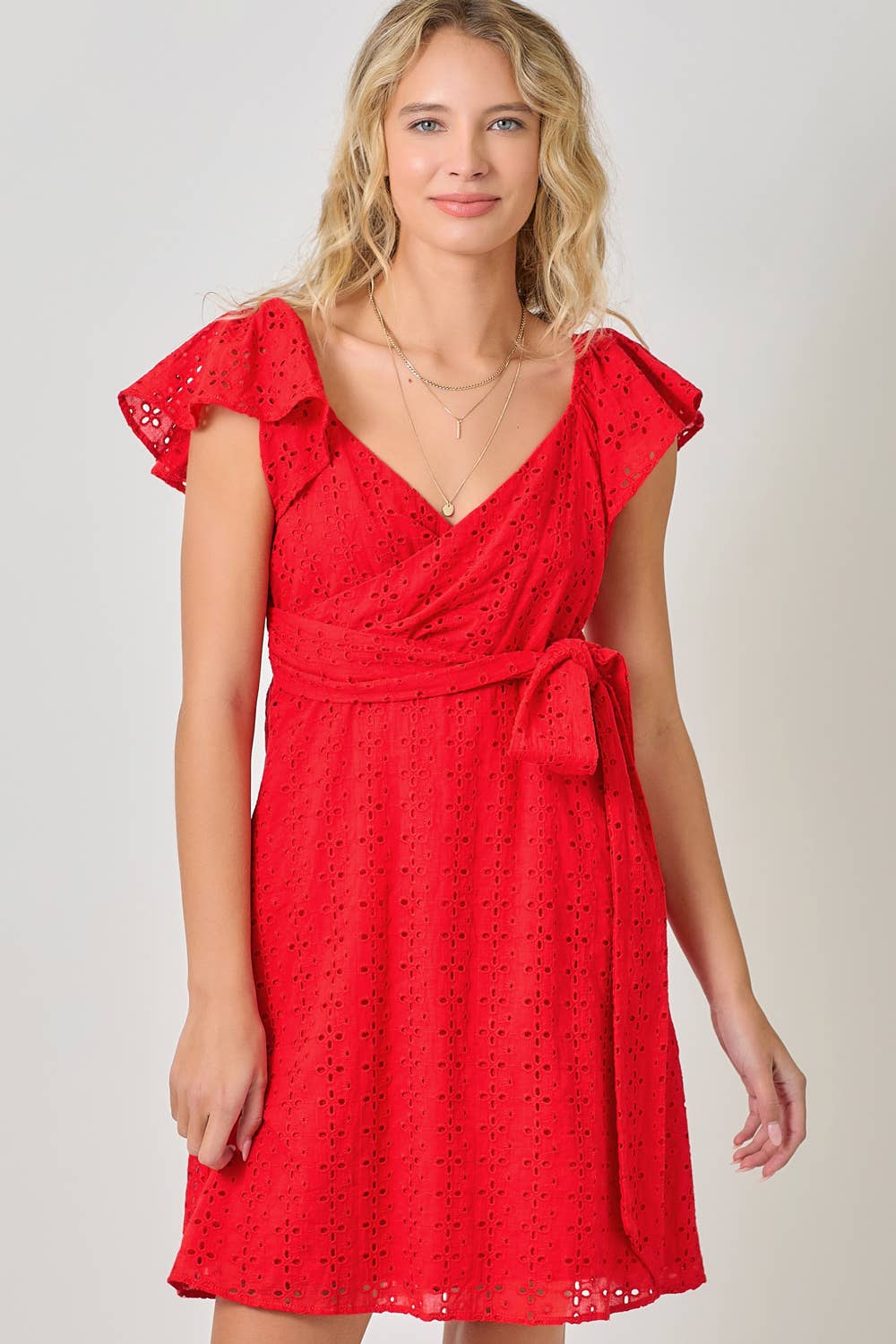 Mystree - Wholesale Dress - Women's - 61052 Surplice Neck Flutter Sleeve Tie Dress 8