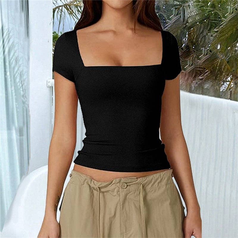 UZ Wholesale Store - Wholesale T-Shirt - Women's - Basic Round Neck Short Sleeve T-Shirt in Solid Color0