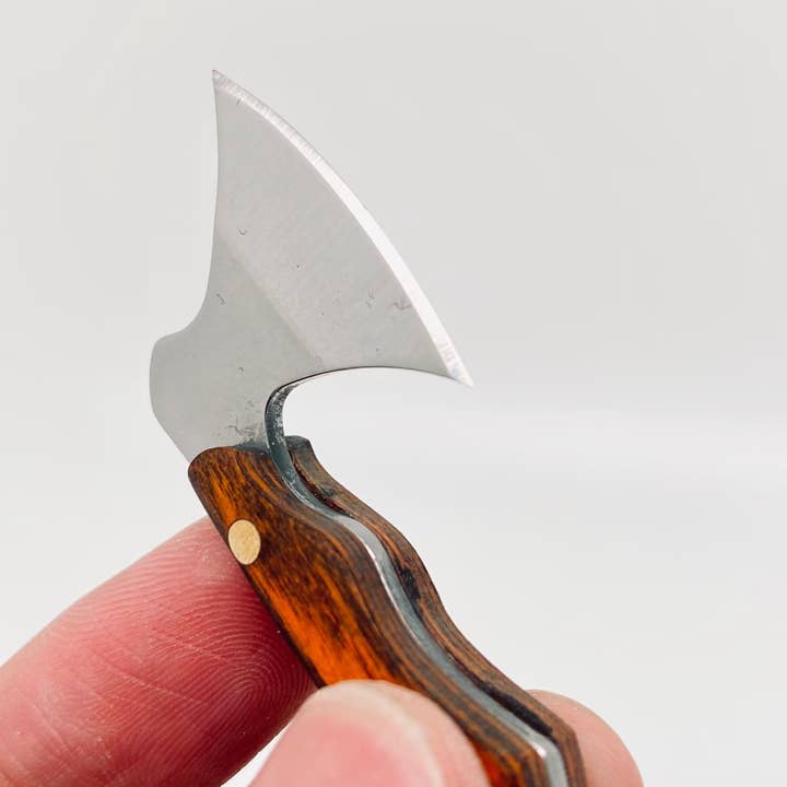 Mio Queena - Wholesale Pocket Knife/Holder - Wooden Handle Mini Stainless Steel Axe With Protective Cover