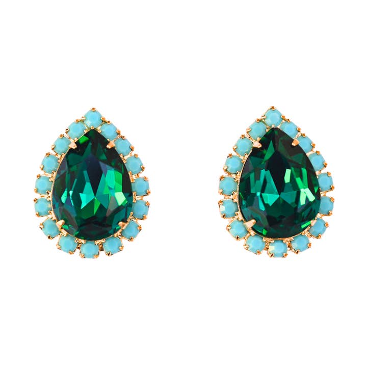 The Pink Reef Pear Stud in Emerald for wholesale by The Pink Reef