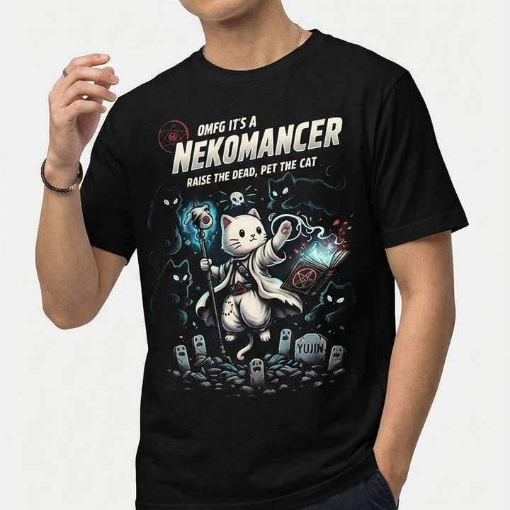 Nekomancer Cat T-Shirt for wholesale by YUJIN CLOTHING