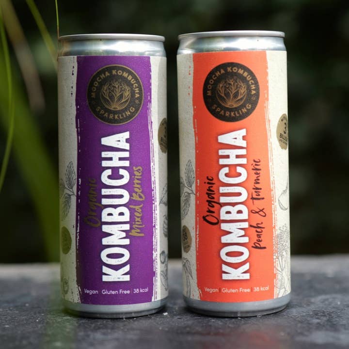 Vitality Bundle | 20 cans | Mixed Berry and Peach & Turmeric for wholesale by Moocha Kombucha