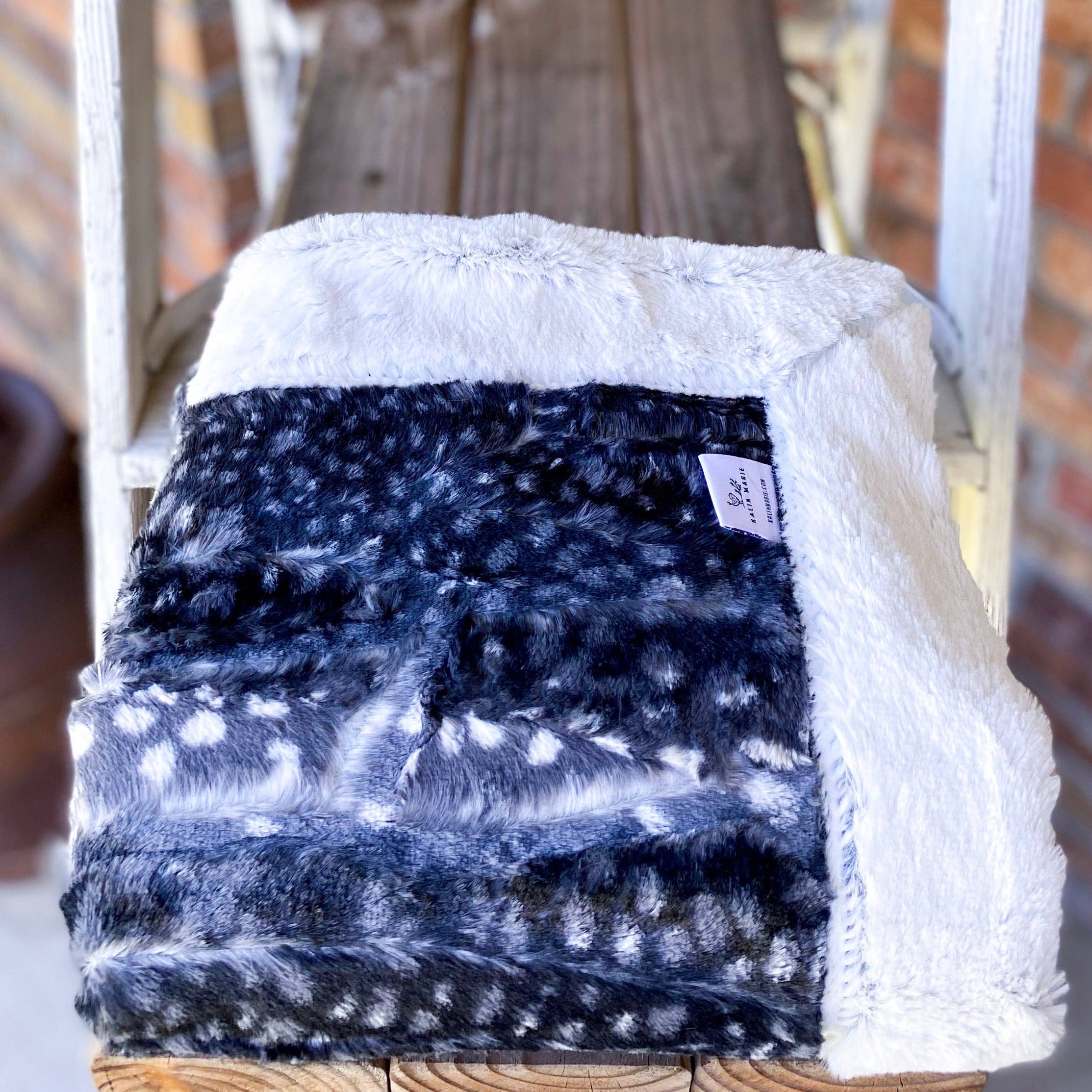 Kalin Marie - Wholesale Throw Blanket - RTS Ash Fawn & Black Frost Luxe Blanket0