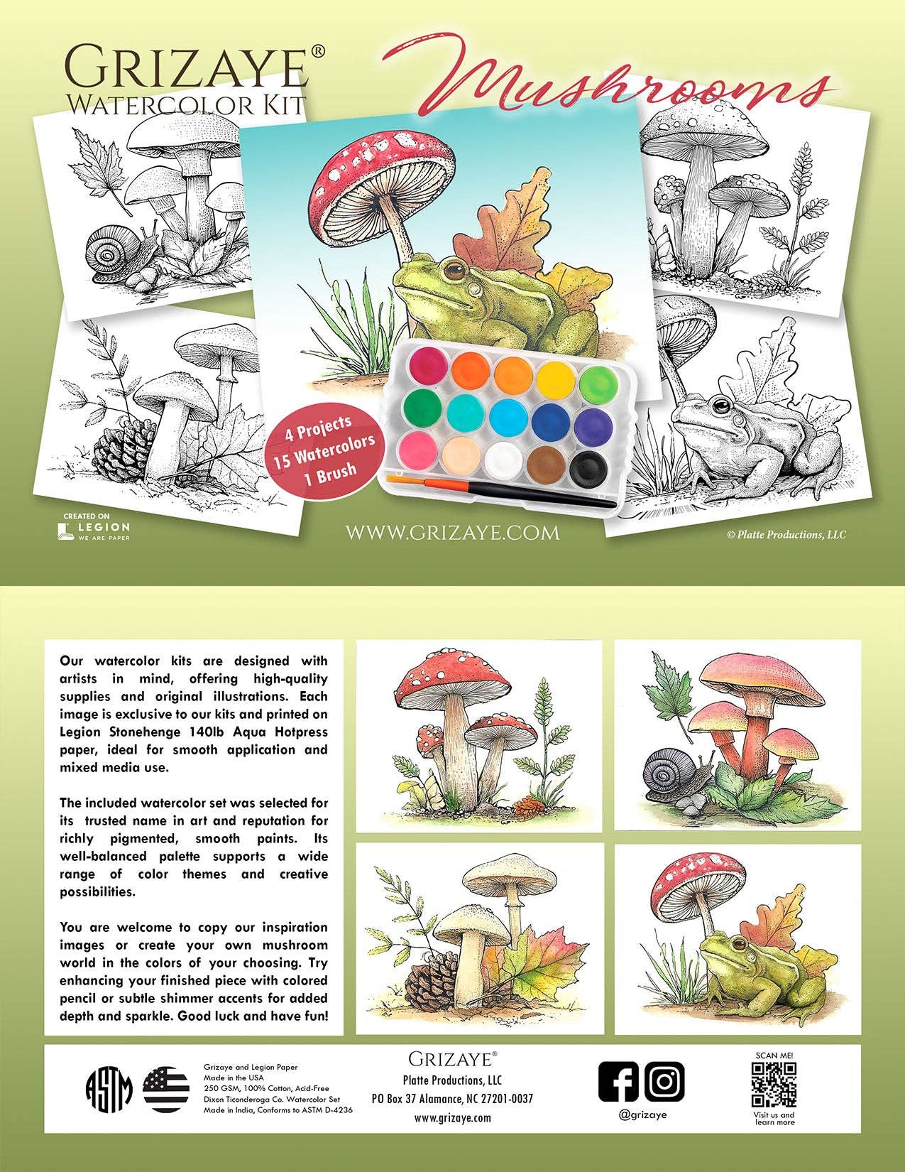 Grizaye - Wholesale DIY Craft Kit - Watercolor Kit: Mushrooms5