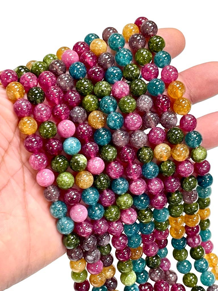 TRIVENI USA INC - Wholesale Beads - 8mm Tourmaline Quartz Gemstone Round Beads Strands 1