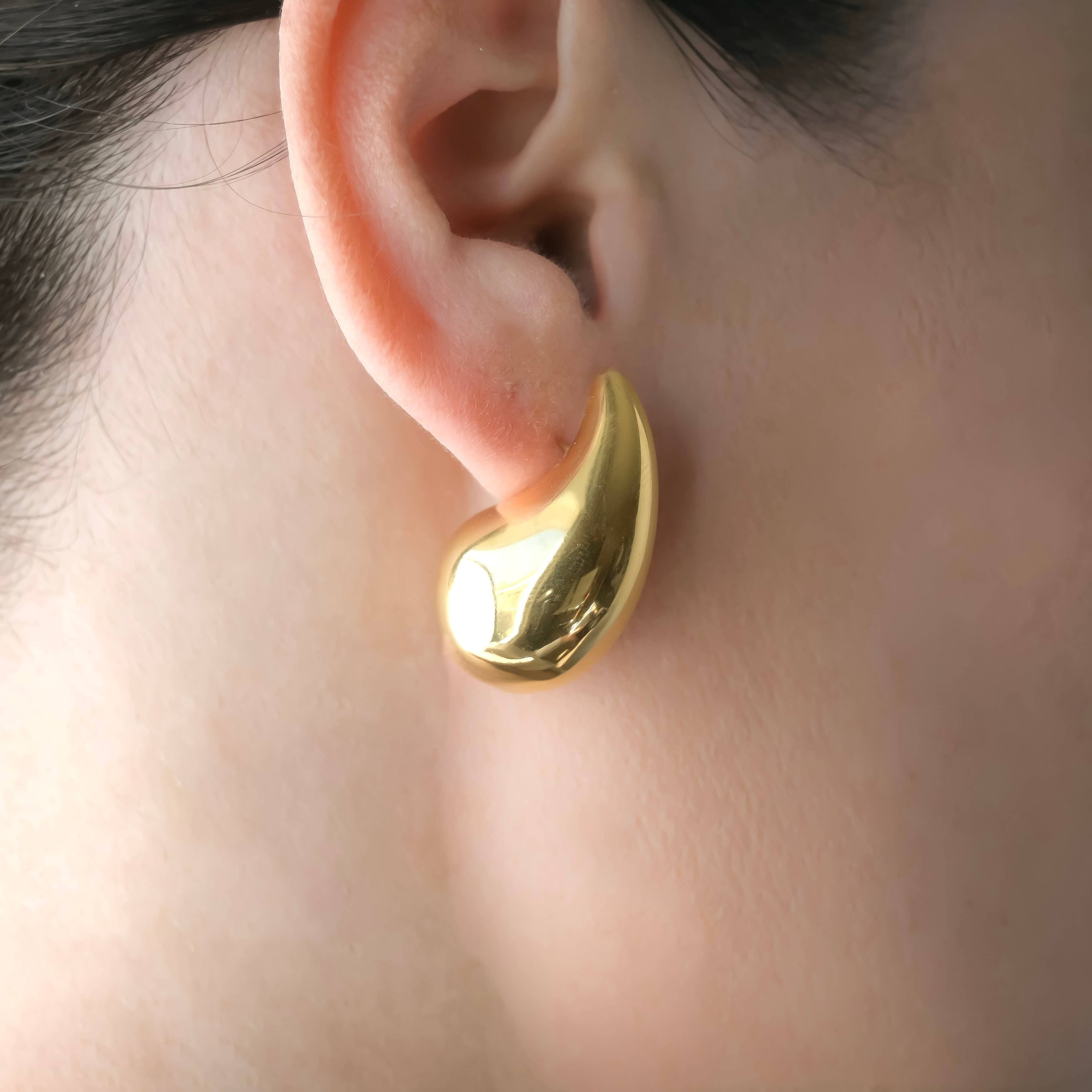 Blueyejewelry – Brincos de argola por atacado – Brincos de Gota Oca Chunky - Pernos de gota de lágrima leves9