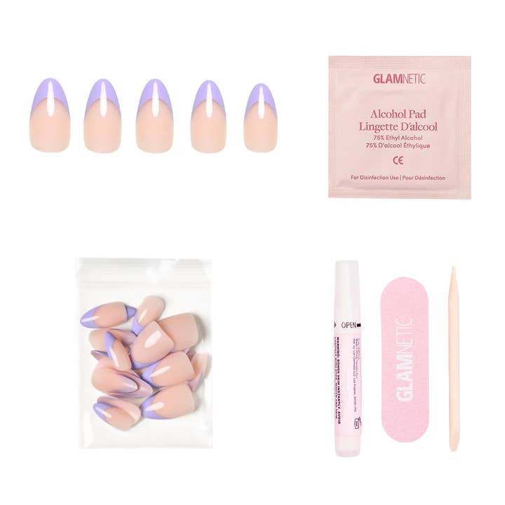 Glamnetic - Wholesale Press-On/Fake Nails - French Lilac Press-On Nails | Short Almond | Spring Purple