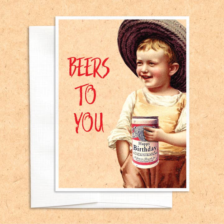 Carte de voeux humoristique Beers To You pour la vente par Colossal Sanders