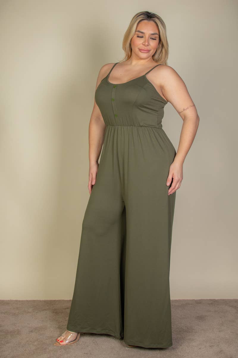 CAPELLA APPAREL - Wholesale Jumpsuit - Dames - Jumpsuit met wijde pijpen en knopen voor dames in grote maten11