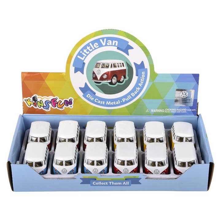 The Toy Network - Wholesale Toy Car/Truck - Kids - 2" Diecast Pull Back VW Mini Bus 12/Display6