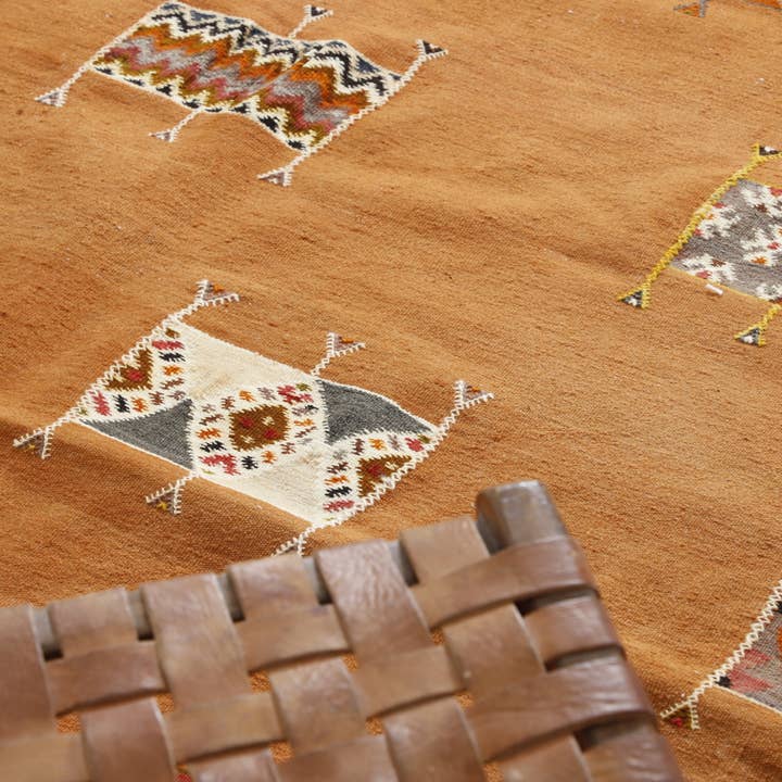 MUSMUSRUGS - Wholesale Area rug - Orange Moroccan Kilim Rug – 14.1 × 9.8 ft3