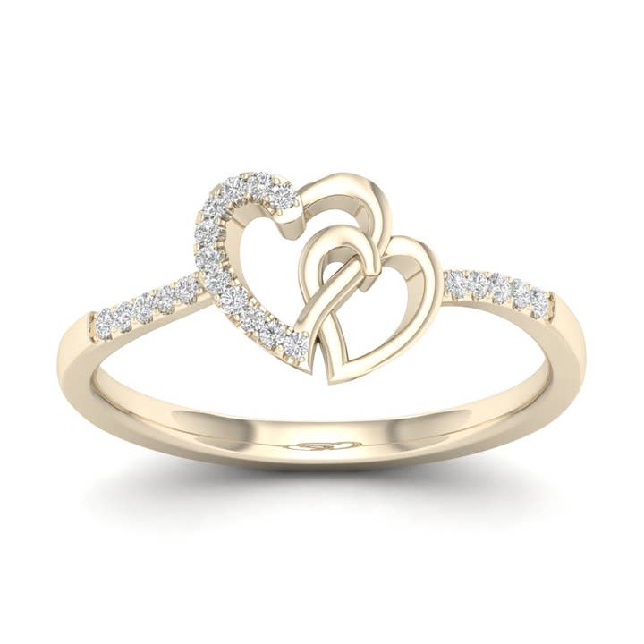 1/20ct TDW Diamond Dual Heart Ring in 10K Gold for Women for wholesale by De Couer New York