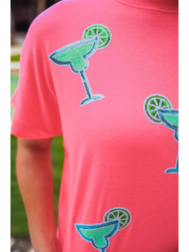 Coral Margaritaville Sequin Patch Top for wholesale on Faire2