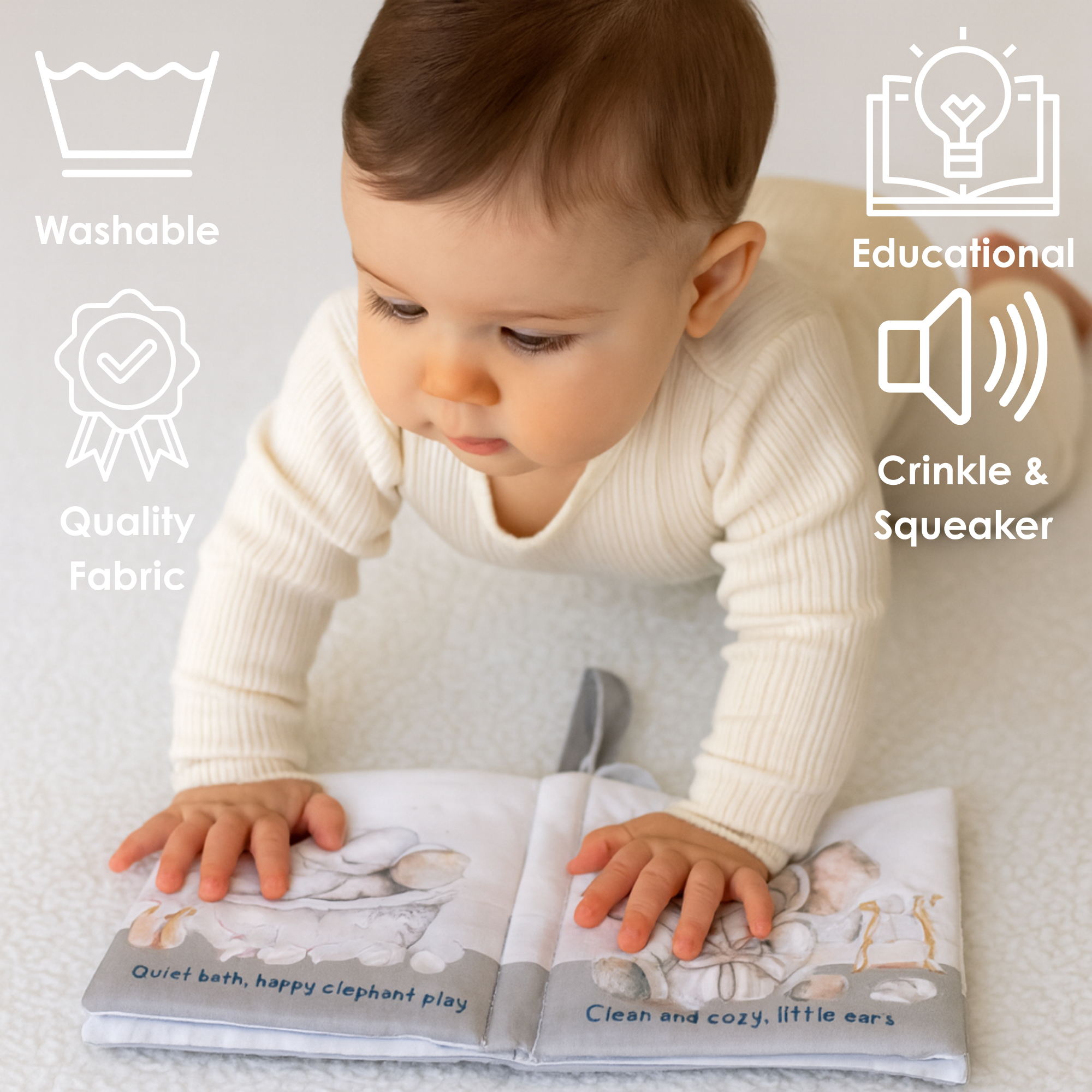 Ali+Oli - Wholesale Baby & Toddler Book (0-2) - Bubble Bath – 10-Page Crinkle Cloth Book for Babies & Toddle3