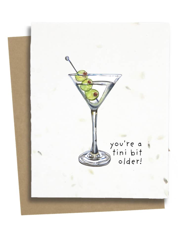 Carte d'anniversaire Martini pour la vente par Greet n' Grow Plantable Cards