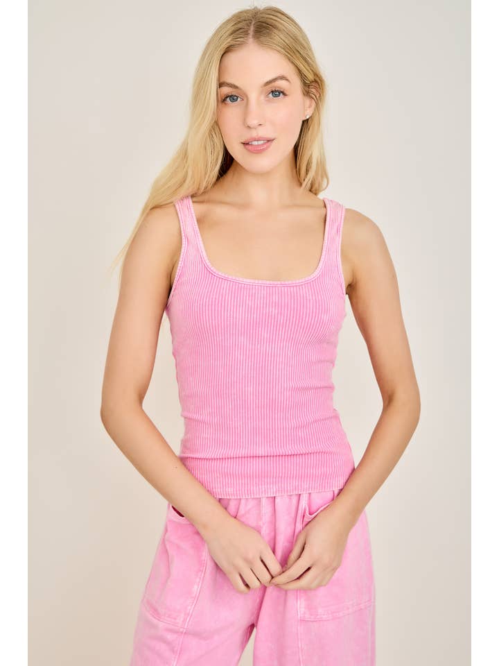 J.Her - Wholesale Tank Top - Women's - Mineral Washed Everyday Basic Tanktop HT65046