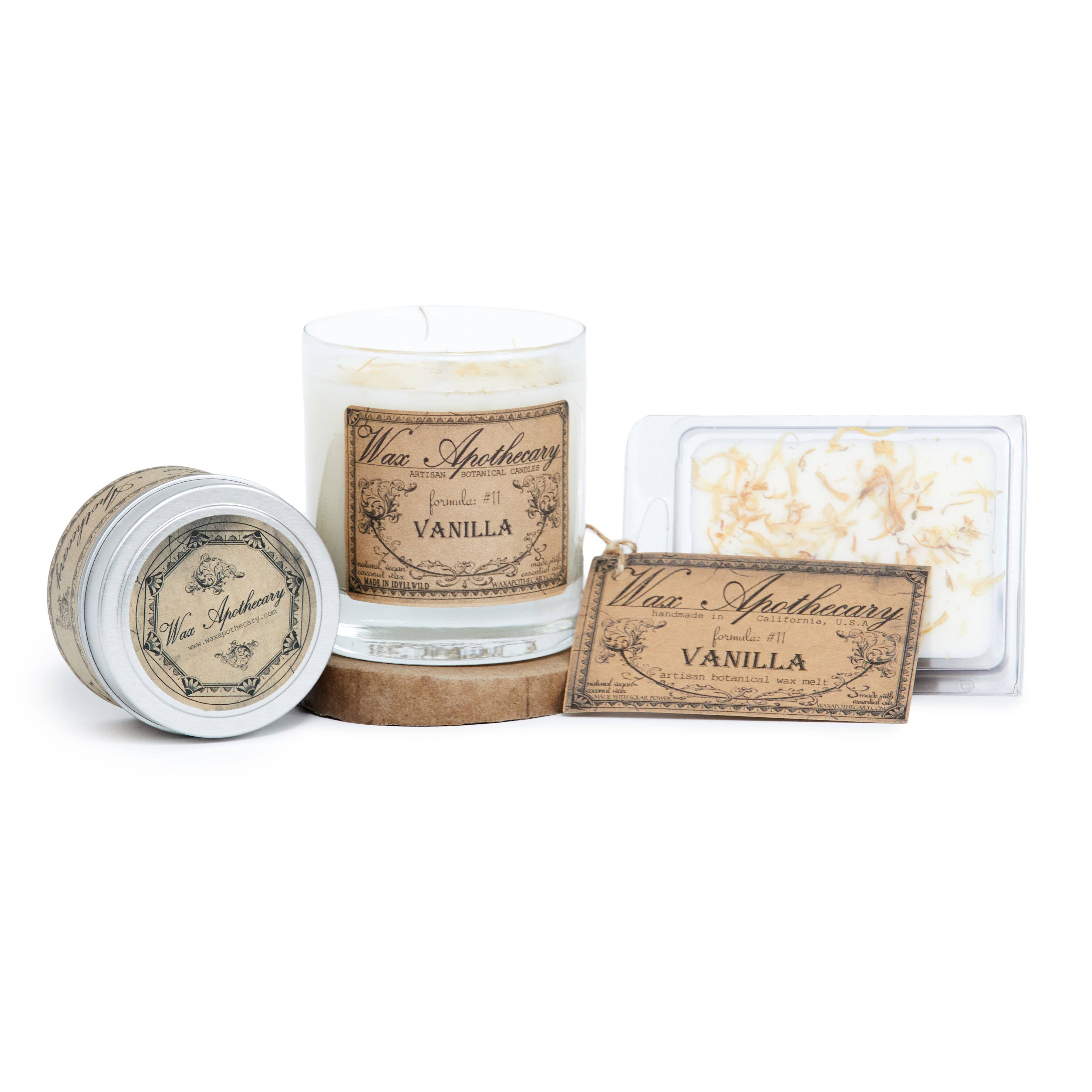 Wax Apothecary – wholesale Burkljus – Vanilj botaniska ljus i Scotch glas med presentförpackning 7oz6