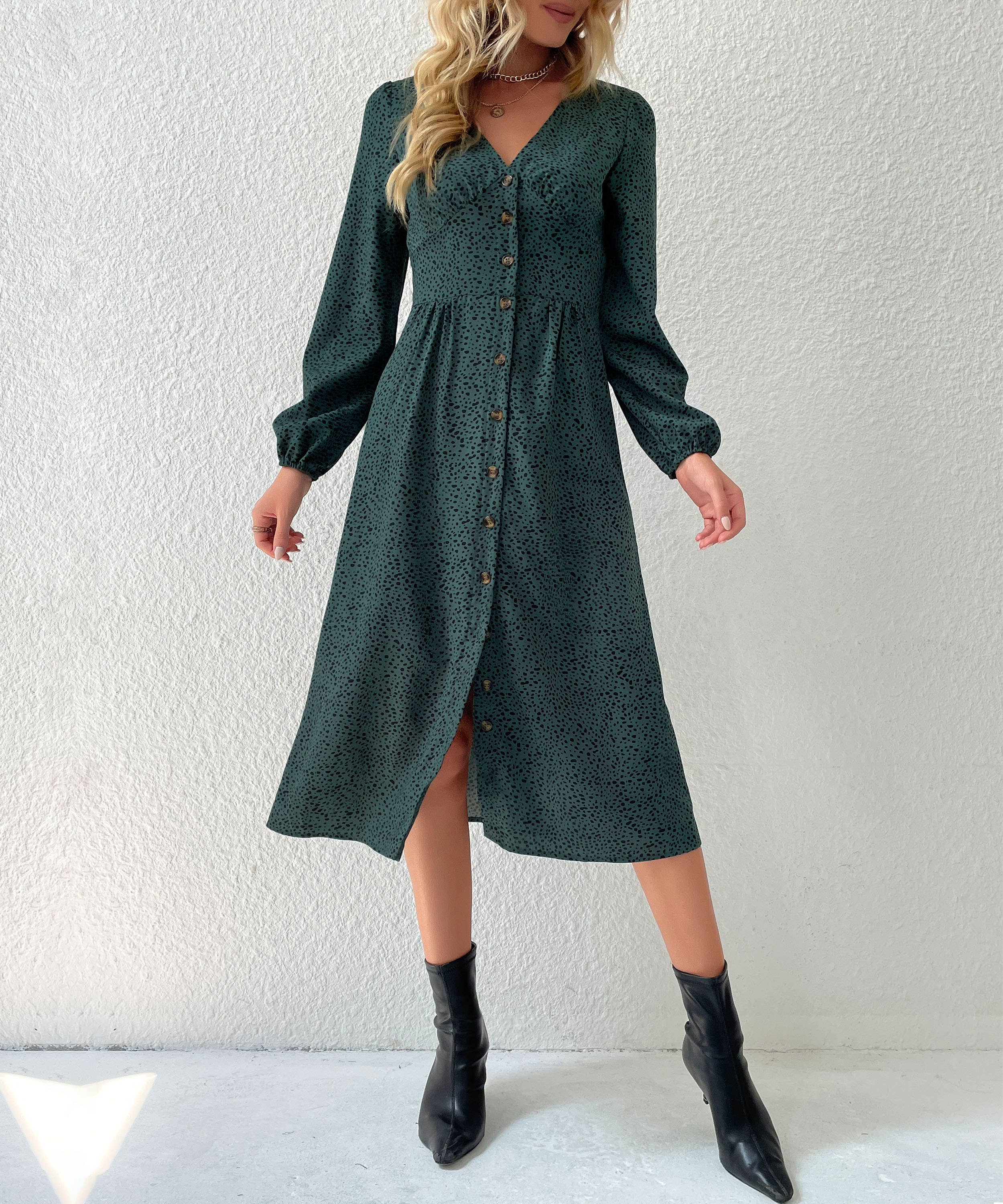 Masyal - Wholesale Dress - Women's - Fashionable women's temperament v- neck dress for autumn