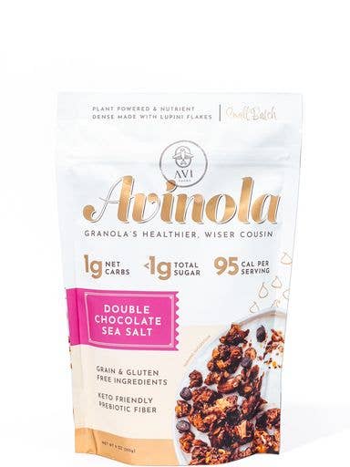 Granola au sel de mer au double chocolat Avinola pour la vente par AVI FOODS