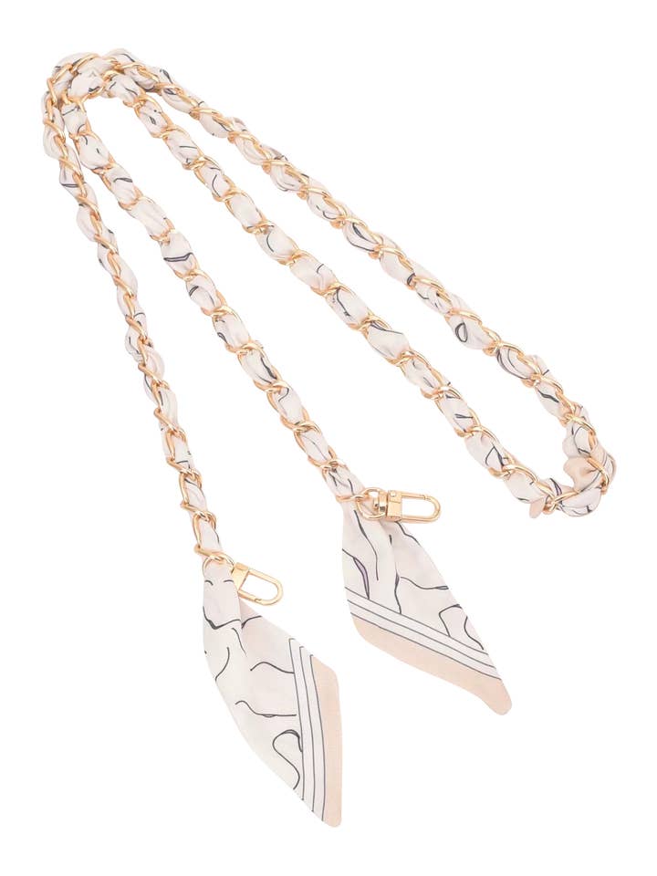 Gold Phone Chain with Scarf Cream - Long for wholesale by Gemelli