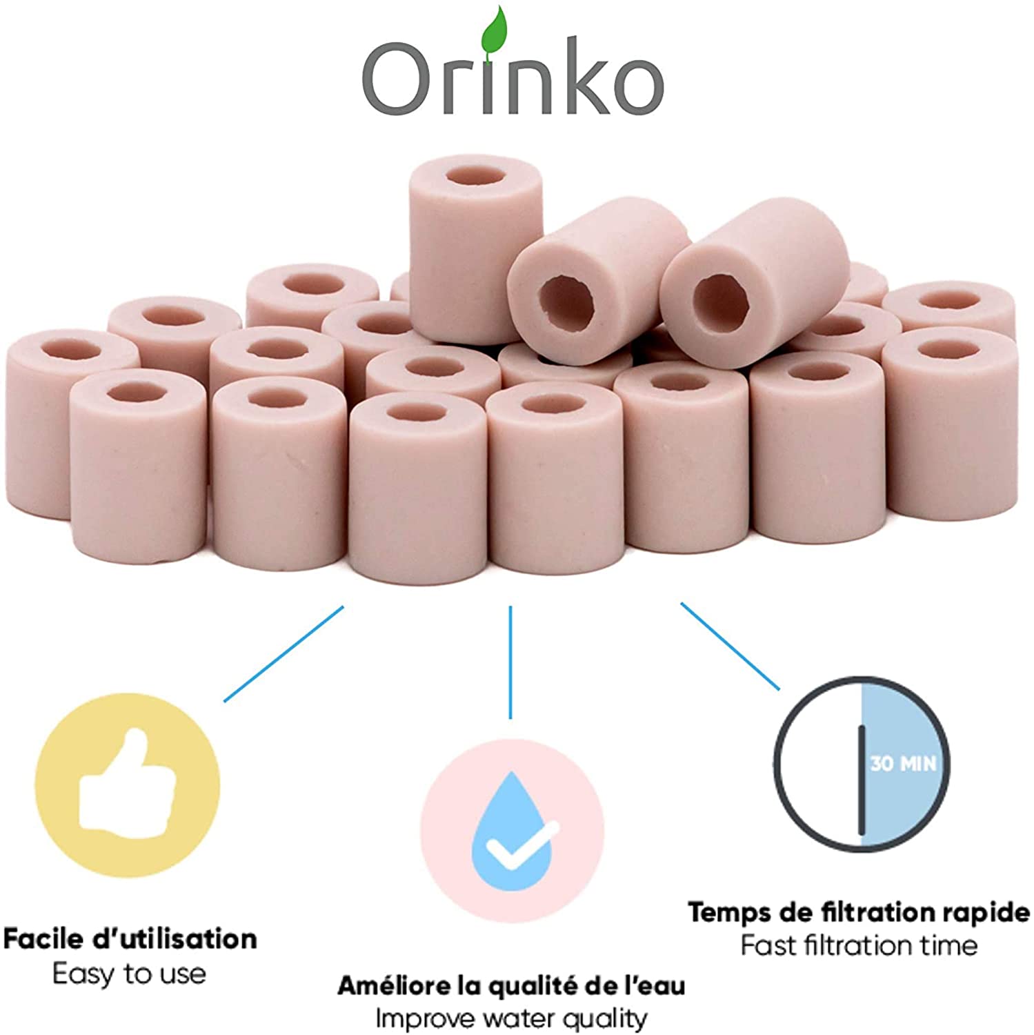 Orinko - Wholesale Drinking Glass/Cup - (Bulk) Pink EM® ceramic beads | Approximately 500G1