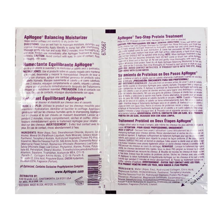 KT Supply - Wholesale Hair Conditioner - ApHogee 2-Step Protein Treatment and Balanced Moisturizer1