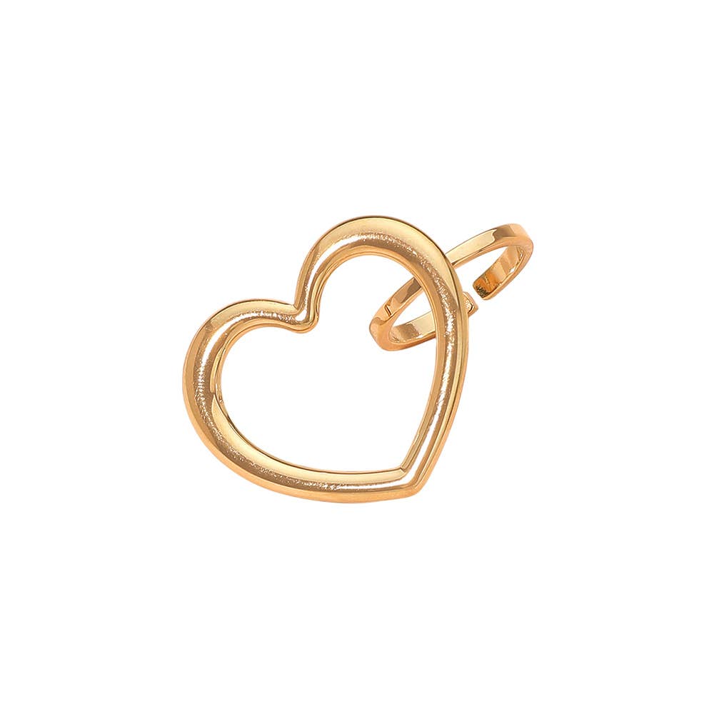Sensibling Corp. - Wholesale Band/Stacked Ring - SECRET BOX_Stainless Steel Adjustable Open Heart Ring1