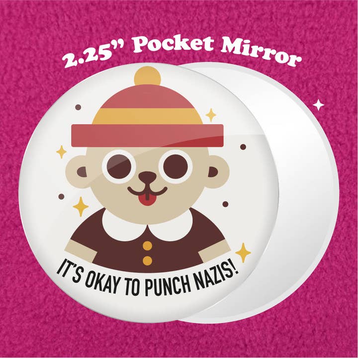 It's Okay to Punch Nazis 2.25" Pocket Mirror for wholesale by Bewilderment