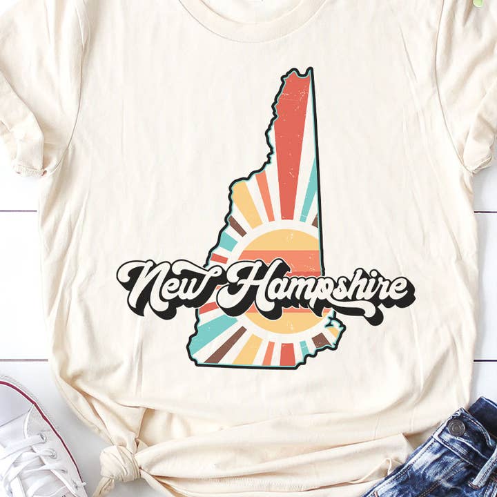 New Hampshire Retro State Graphic Tee for wholesale by Kissed Apparel